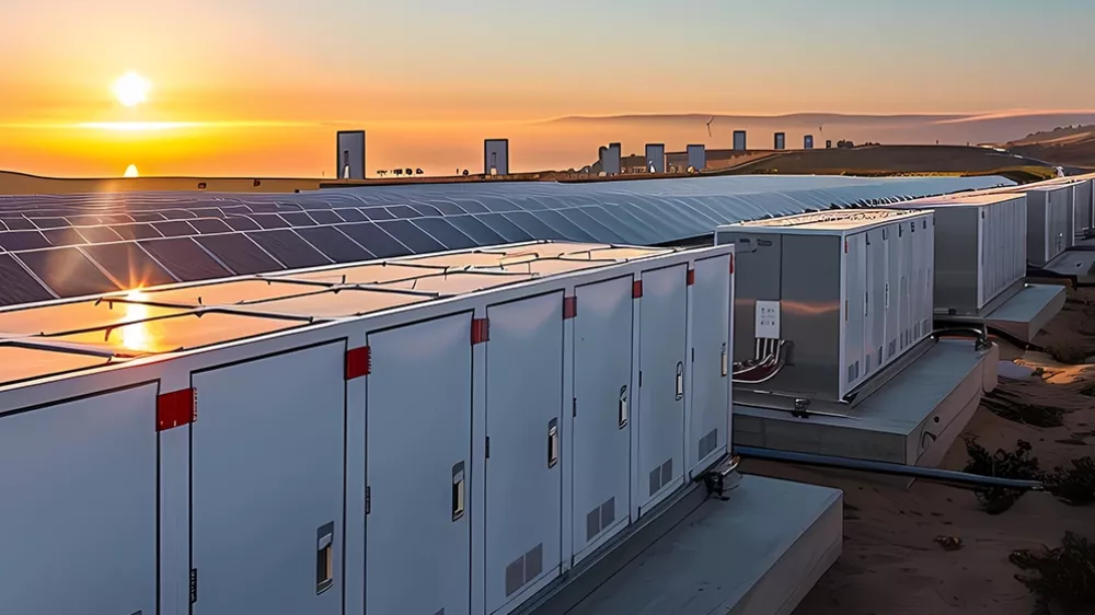 battery storage with sunrise
